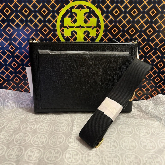 Tory Burch Blake Swingpack Crossbody Bag Black Gold - Picture 11 of 11